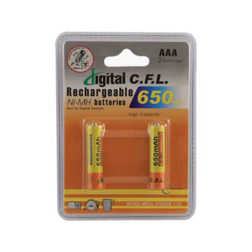 باتری نیم قلمی قابل شارژ CFL مدل 650mah AAA بسته 2 عددی